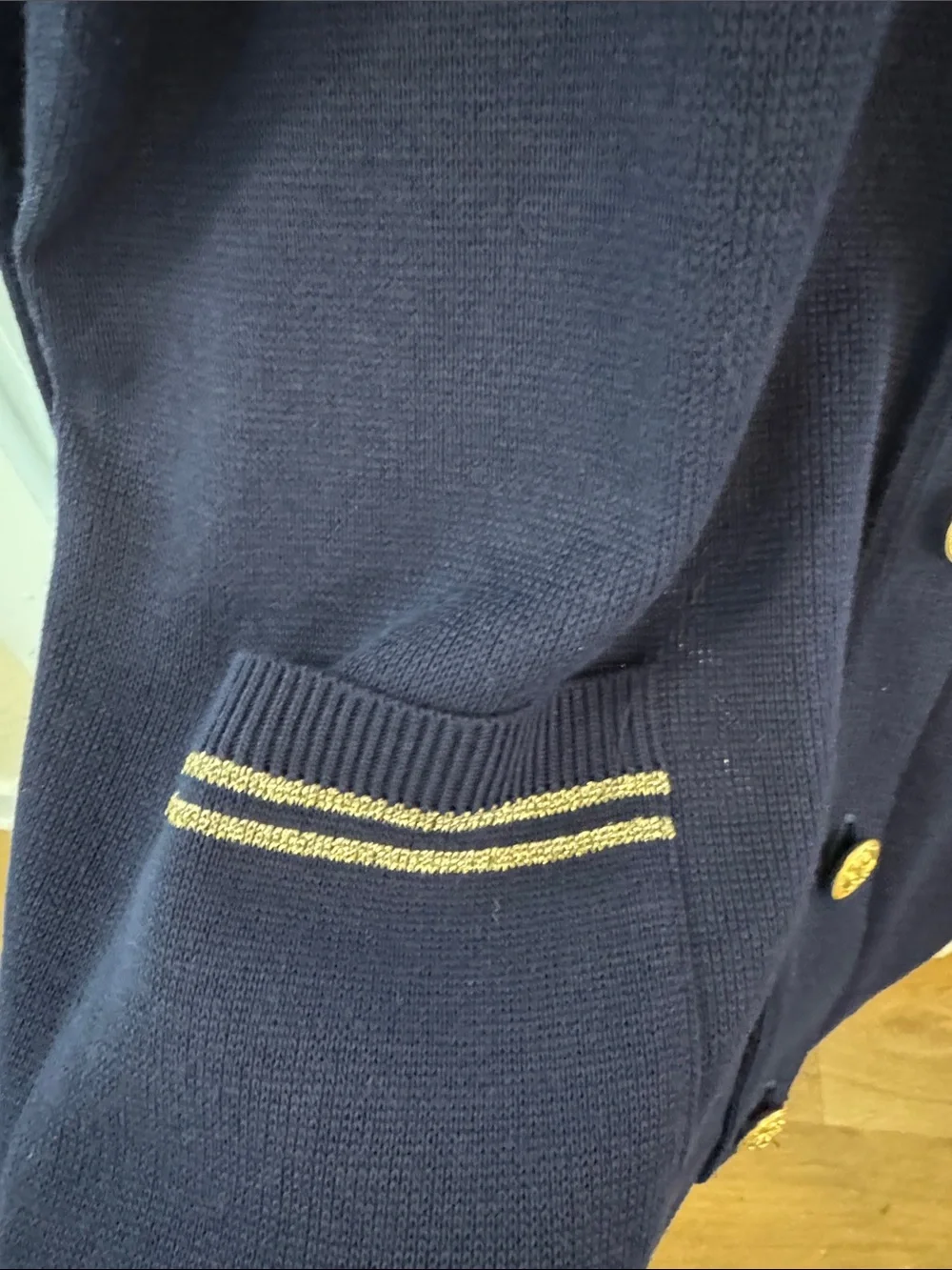 Vintage Bay Point Thread Navy Nautical Cardigan Gold Buttons Stars XL USA